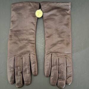 Vintage Brown Kid Leather Gloves Wool Lined Bonwit Teller